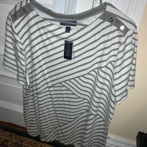 NWT KAREN SCOTT woman’s striped shirt.  Size 2X.